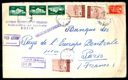 1956 Lettre Recommandée Par Avion SOFIA Bulgarie Bulgaria, Affranchissement Composé, Pour Paris - Cartas & Documentos