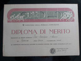 GORIZIA DIPLOMA DI MERITO GRUPPO SPORTIVO LICEO DUCA DEGLI ABRUZZI 1956 - 57 - Diplomi E Pagelle
