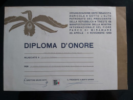 TRIESTE 1968 DIPLOMA D'ONORE MOSTRA INTERNAZIONALE DEL FIORE PARCO MIRAMARE - Diplomi E Pagelle