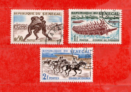 (00) SENEGAL °- 1961 - Sports Et Divertissements Indigènes. Yvert. 205-206-207. Used. - Senegal (1960-...)