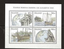 Iceland 2000  1000th Anniversary Of Leif Eriksson's Discovery Of America.  Mi Bloc 26 MNH(**) - Unused Stamps