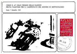 ITALIA ITALY - 1969 IMOLA (BO) 3^ Mostra Filatelica Verso 47° GP Delle Nazioni Motociclismo Su Cartolina Speciale - 6851 - Moto