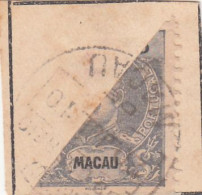 Macau, Macao, D. Carlos I, Novas Cores E Valores, 3 A. Ardósia, 1903, Mundifil Nº 130 Used - BIPARTIDO - Gebruikt