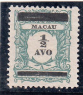 Macau, Macao, Selos De Porteado Com Sobrecarga, 1/2 Verde, 1910, Mundifil Nº 141 MNG - Usados