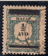 Macau, Macao, Selos De Porteado Com Sobrecarga, 1/2 Verde, 1910, Mundifil Nº 141 Used - Gebruikt