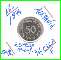 ALEMANIA -DEUTSCHLAND - GERMANY-MONEDA DE LA REPUBLICA FEDERAL DE ALEMANIA DE 50 Pfn. - DEL AÑO 1974 CECA -F - STUTTGART - 50 Pfennig