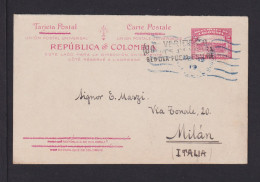 1919 - 2 C. Ganzsache (P 21) Mit ÜBERDRUCK Als "normale" Karte Ab Bogota Nach Milano - Colombia
