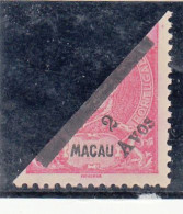 Macau, Macao, D. Carlos I Com Sobretaxa, 2 A. S/ 4 A. Carmim, 1911, Mundifil Nº 145 MNG - Usati