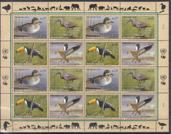 UNO WIEN 389-392, Kleinbogen, Postfrisch **, Gefährdete Arten: Vögel, 2003 - Blokken & Velletjes