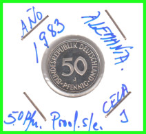 ALEMANIA -DEUTSCHLAND - GERMANY-MONEDA DE LA REPUBLICA FEDERAL DE ALEMANIA DE 50 Pfn-DEL AÑO - 1983-CECA - J - HAMBURGO - 50 Pfennig