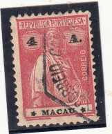 Macau, Macao, Ceres, 4 A. Carmim D12 X 11 1/2, 1913/15, Mundifil Nº 213 Used - **III-IV - Oblitérés