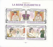 2022 Burundi Queen Elizabeth II Memorial QEII Complete Set Of 2 Sheets MNH @ BELOW FACE VALUE - Unused Stamps