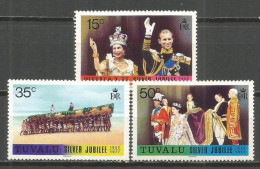 TUVALU SILVER JUBILEE YVERT NUM. 43/45 ** SERIE COMPLETA SIN FIJASELLOS - Tuvalu