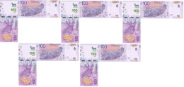 Argentina - 5 Pcs X 100 Pesos 2018 UNC P. W363A Lemberg-Zp - Argentina