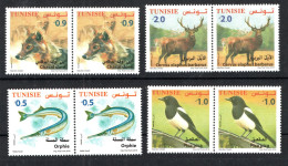 2018- Tunisia- Terrestrial And Maritime: The Garfish- The Golden Jackal- Magpie- Berber Deer- Pair - Set 4v- MNH** - Tunisia