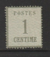 Elsass Und Lothringen, Mi. 1 Type I, 1 Centime Olivgrün, Ungebraucht - Postfris