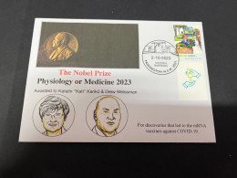 3-10-2023 (3 U 12) Nobel Medecine Prize Awarded In 2023 - 1 Cover - Australian COVID-19 Stamp (postmarked 2-10-2022) - Otros & Sin Clasificación