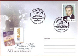 Moldova 2020 FDC "125th Anniv. Of Lucian Blaga (1895-1961) Poet,playwright,novelist" Prepaid Envelope (PPE) Quality:100% - Moldova