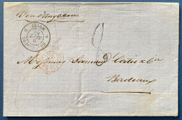 Guadeloupe Lettre ST Sept 1865 Dateur "GUADELOUPE / LE MOULE " + " COLONIES .FRA.V.ANGL "pour Bordeaux SUP & Signé JAMET - Covers & Documents