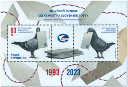 CZECH REPUBLIC - Slovakia.2023.Joint Issues.30th Anniversary Of The  Czech Post And Slovak Post. S/s ** . - Posta
