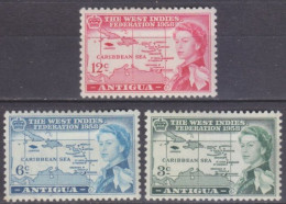 1958 Antigua  116-118 MLH Queen Elizabeth II - British Caribbean Federation 6,00 € - 1858-1960 Colonie Britannique