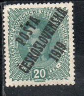 CZECH REPUBLIC REPUBBLICA CECA CZECHOSLOVAKIA CESKA CECOSLOVACCHIA 1919 AUSTRIAN STAMPS OVERPRINTED 20h MNH - Unused Stamps