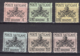 Z2489 - VATICANO Tasse SASSONE N°19/24 - VATICAN Taxe Yv N°13/18 ** - Impuestos