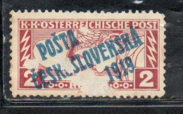 CZECH REPUBLIC REPUBBLICA CECA CZECHOSLOVAKIA CESKA CECOSLOVACCHIA 1919 STAMPS OF 1917 OVERPRINTED 2h MH - Unused Stamps