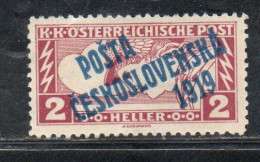 CZECH REPUBLIC REPUBBLICA CECA CZECHOSLOVAKIA CESKA CECOSLOVACCHIA 1919 STAMPS OF 1917 OVERPRINTED 2h MH - Unused Stamps