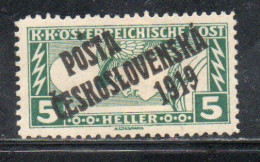 CZECH REPUBLIC REPUBBLICA CECA CZECHOSLOVAKIA CESKA CECOSLOVACCHIA 1919 STAMPS OF 1917 OVERPRINTED 5h MH - Unused Stamps