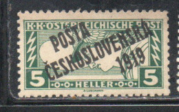 CZECH REPUBLIC REPUBBLICA CECA CZECHOSLOVAKIA CESKA CECOSLOVACCHIA 1919 STAMPS OF 1917 OVERPRINTED 5h MH - Ongebruikt