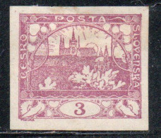 CZECH REPUBLIC REPUBBLICA CECA CZECHOSLOVAKIA CESKA CECOSLOVACCHIA 1918 1919 HRADCANY AT PRAGUE 3h MH - Unused Stamps