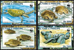 Sao Tomé And Príncipe (Saint Thomas) 2001, WWF Olive Ridley Sea Turtle - 4 V. MNH - Sao Tome En Principe