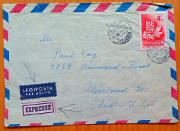 HUNGARY 1950, COVER USED TO USA, EXPRESS & AIRMAIL LABEL, ARM STAMP, BUDAPEST & CLEVELAND CITY CANCEL EXPRESS. - Briefe U. Dokumente