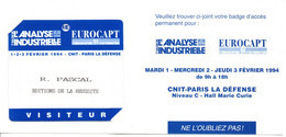 CARTE ENTREE SALON  BADGE- Eropcapt  1994 Card Karte (K 5) - Exhibition Cards