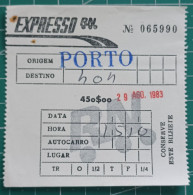 PORTUGAL BUS TICKET - RODOVIARIA NACIONAL 1983 - Europa