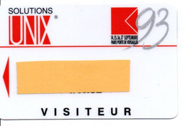 Carte Magnétique Salon Solutions UNIX France Paris Card  Karte TBE (salon 74) - Beurskaarten