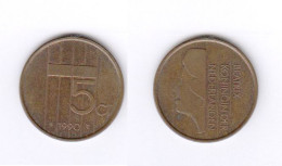 Pays Bas, 5 Cent, 5c, 1990, KM# 202, Beatrix, Nederland, - 1980-2001 : Beatrix
