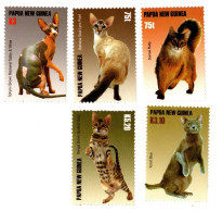 Papua New Guinea Cat 1157-61 2005 Cats And Dogs, Mint Never Hinged - Papua New Guinea