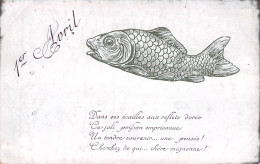1er AVRIL - Poisson - Poeme Du Poisson D'avril - Carte Postale Ancienne - - April Fool's Day