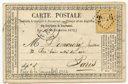 !!! CARTE PRECURSEUR CERES CACHET ET GC 2916 DE POIX DE LA SOMME (SOMME) 1873 - Precursor Cards