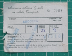 SPAIN BUS TICKET ANDORRA 1989 - Europa