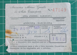 SPAIN BUS TICKET ANDORRA 1989 - Europa