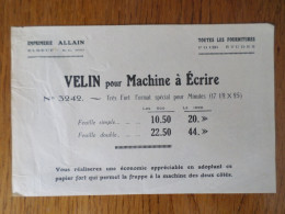 76 ELBEUF - Document Commercial Imprimerie ALLAIN, Toutes Les Fournitures Pour Etudes - 1900 – 1949