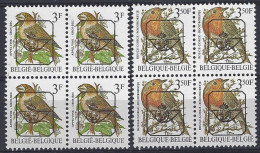 (BL91)   2 Valeurs En Bloc De 4 Buzin Oiseaux GOMME GRISE PO 820GG-822GG. ** - Tipo 1986-96 (Uccelli)