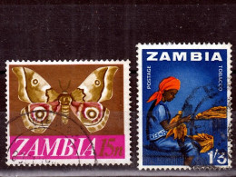 SALE !! 50 % OFF !! ⁕ ZAMBIA 1964 & 1968 ⁕ 2 Used Stamps - Zambia (1965-...)