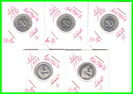 ALEMANIA - DEUTSCHLAND - GERMANY –  5 MONEDAS DE 50 Pfn. DEL AÑO 1998 -  CECAS -A: BERLIN- D – F – G – J.- PROOF (ESPEJO - 50 Pfennig