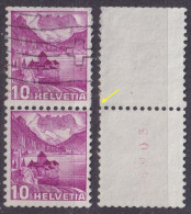 Chillon 203AyR, 10 Rp.violett  (Paar Mit Rs KNr. Und Korrekturzahn)      1936 - Oblitérés