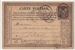 !!! CARTE PRECURSEUR TYPE SAGE CACHET DE ST LEONARD (HAUTE VIENNE) 1877 - Vorläufer