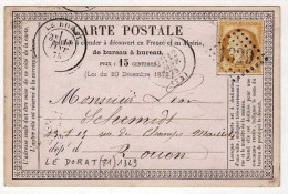 !!! CARTE PRECURSEUR CERES CACHET DE LE DORAT (HAUTE VIENNE) 1875 - Precursor Cards
